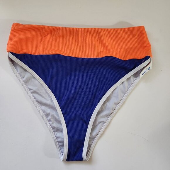 Orange & Blue High Waist Swim Bikini Bottom Size Small NWOT - Picture 1 of 6